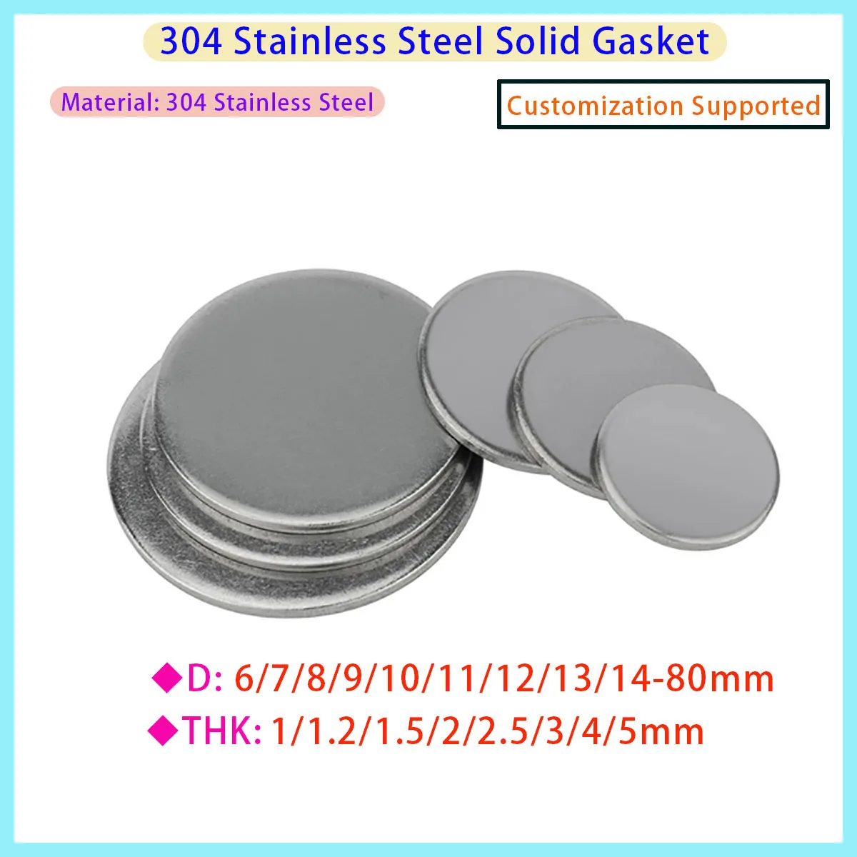 304 Stainless Steel Circular Plate with A Thickness of 1/1.5/2/3/4/5/6/8/10mm