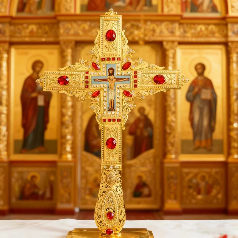 Retro-Stil Ostorthodoxes Kreuz Wanddekoration Geschnitztes Heiliges Kunstwerk für Gläubige Christen Zuhause Glaubensgebet Souvenir Geschenk – Detail 9