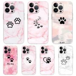 Best Friends Dog Paws Transparent Phone Case Cover for iPhone 16 15 14 13 12 11 Pro Max XR 8 7 Plus XS Max Shockproof Luxury Bag