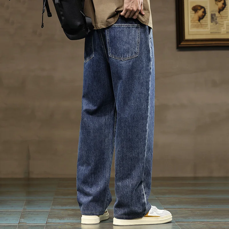 Jean ample à jambes droites pour hommes, bleu et gris, avec cordon de serrage, Streetwear décontracté, large, en Denim, Baggy, élégant, Harajuku, Y2K