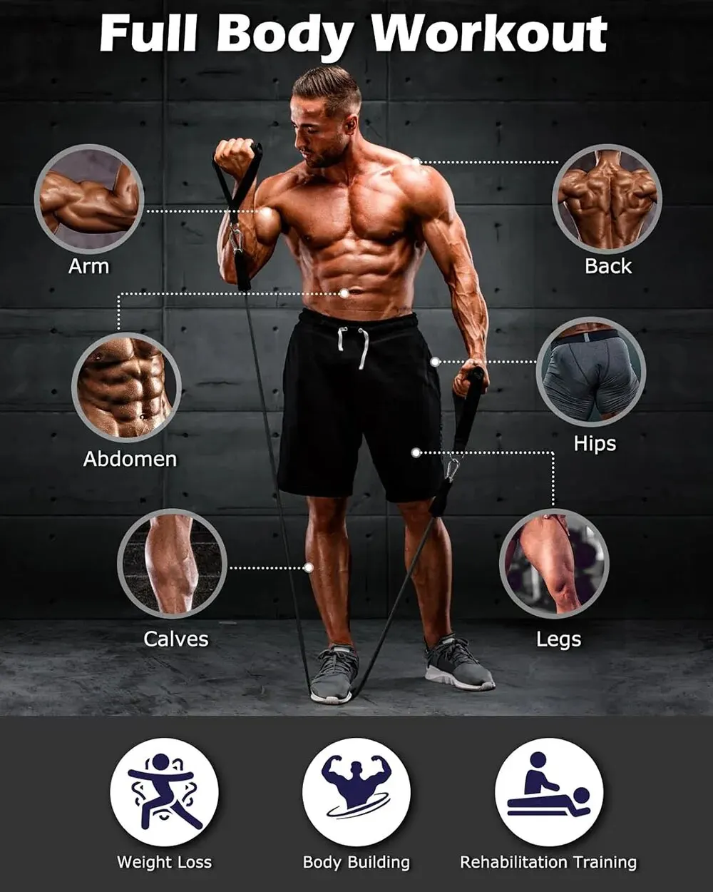Widerstandsbänder-Set, Zugseil für Männer und Frauen, Workout-Übungsbänder für Fitness, Zuhause, Fitnessstudio, Krafttrainingsgeräte – Detail 1