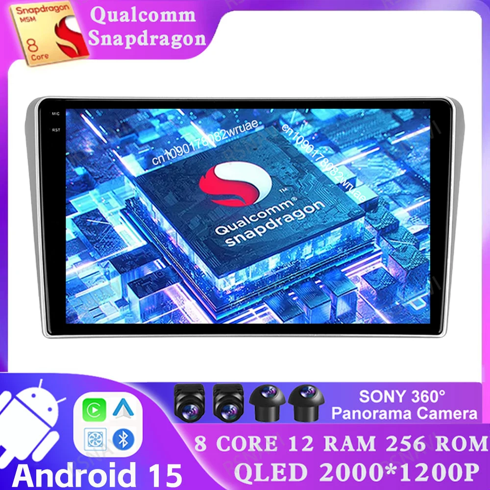 Android 15 For Toyota Avensis T25 2002 2003 2004 2005 2006 2007 2008 5G WIFI 4G LTE Car Radio Viedo Player Qualcomm GPS QLED DSP