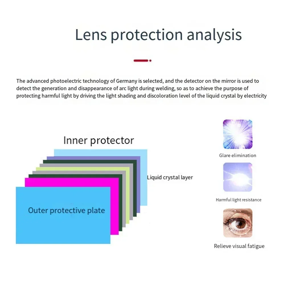 Imagem -02 - Lentes de Soldagem com Escurecimento Automático Lentes Fotossensíveis Lcd Movidas a Energia Solar Óculos de Cristal Líquido Filtro à Prova de Respingos Peça de Soldagem