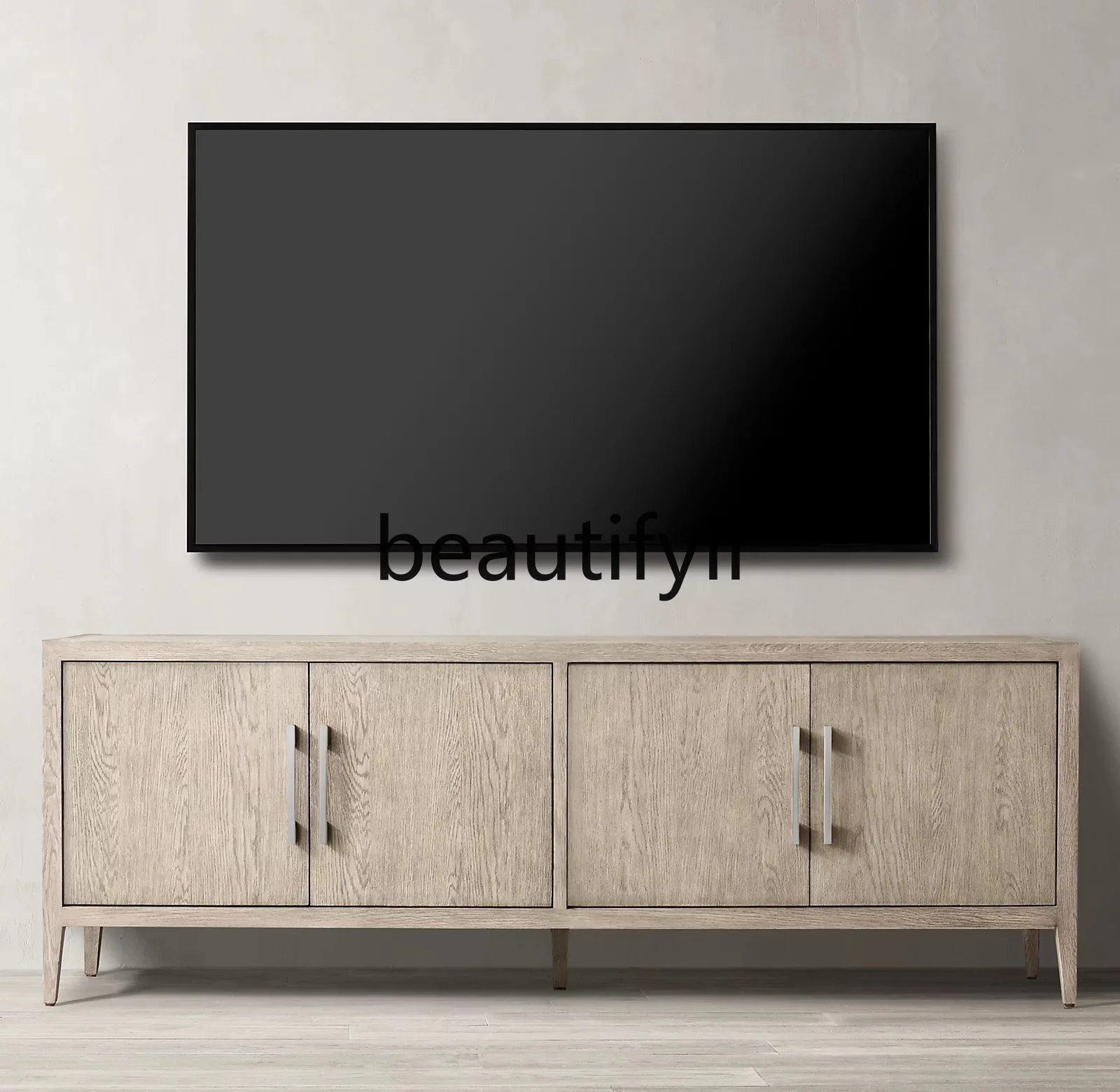 

Nordic Italian Style Modern Minimalist Light Luxury Solid Wood TV Cabinet American Country Vintage Oak