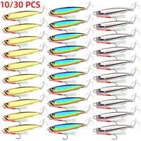 10/30PC/lot Metal Cast Jig Spoon 60G 40G 30G Lures set With Hook Casting Jigging Fish Sea Bass Fishing Lure Artificial Bait