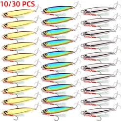 10/30 pz/lotto Metal Cast Jig Spoon 60G 40G 30G esche set con gancio Casting Jigging Fish Sea Bass Fishing Lure esca artificiale