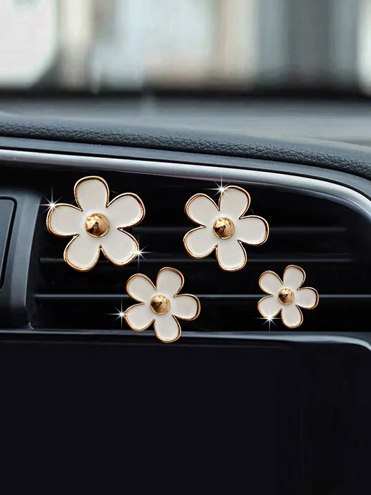 4PCS Flower Design Car Air Freshener Auto Air Outlet Aromatherapy For Women Car Flavoring  Auto Decorative Gadgets Accessories