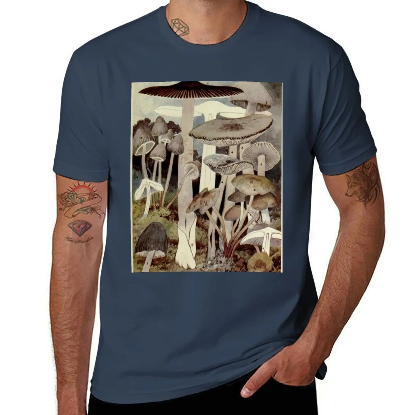 Vintage Mushroom Illustration T-Shirt Modern Style Print T-Shirt