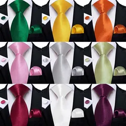 Fashion Solid Paisley Plaid Men's 8cm Tie Set with Handkerchief Cufflinks Wedding Prom Cravat Accessories Gift for Husband