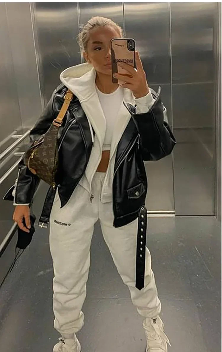 LIBIELIY Herbst und Winter neue Damen Lederjacke Motorrad Reißverschlussjacke Slim Fit Mode Kurzmantel mehrere Farben erhältlich