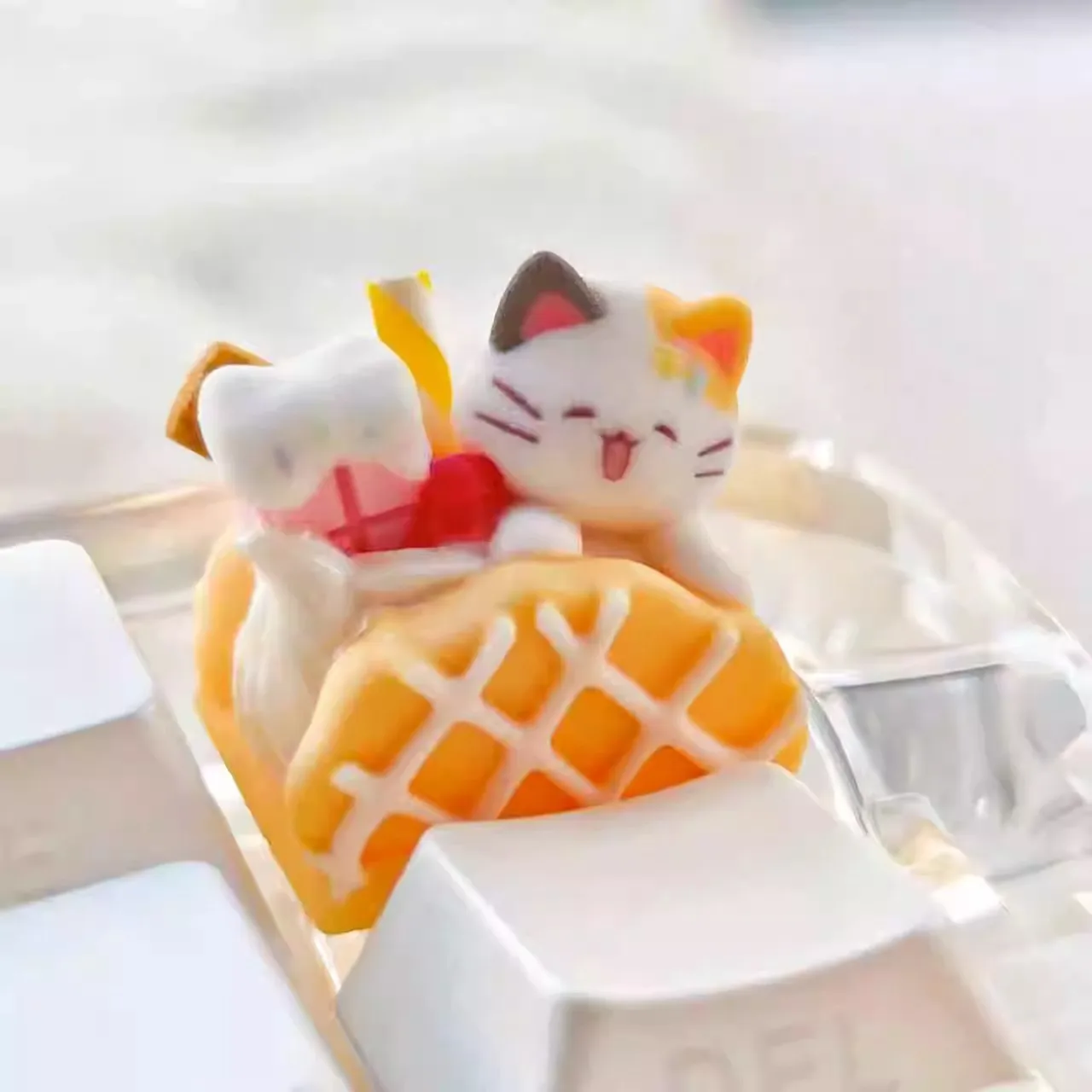 

Cream Waffle Keycaps Original Kawaii Clay Keycap Custom DIY Handmade Artisan Key Caps for Mechanical Keyboard Accessories Gifts