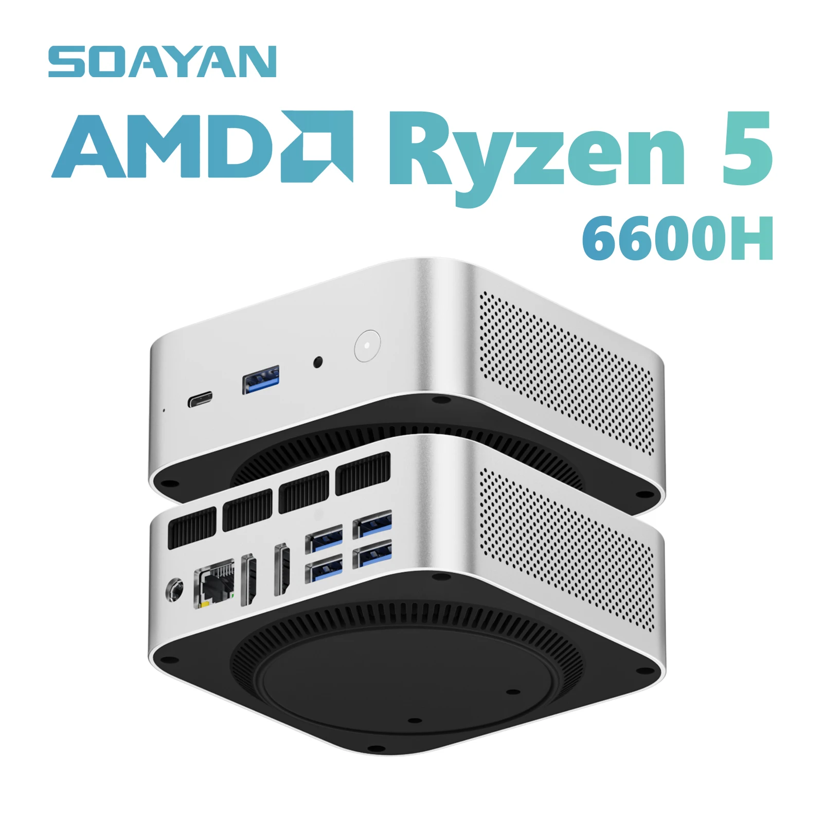 AMD Ryzen 5 6600H Gaming Mini PC up to 24GB LPDDR5 1TB PCIe SSD Small Desktop Windows 11 Pro Computer Mini-PCs