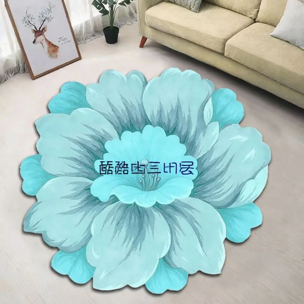 Lotus Flower Rug Irregular Crystal Velvet Carpet Soft Floor Mat For Living Room Bedroom Bedside Aesthetic Decoration Area Rug