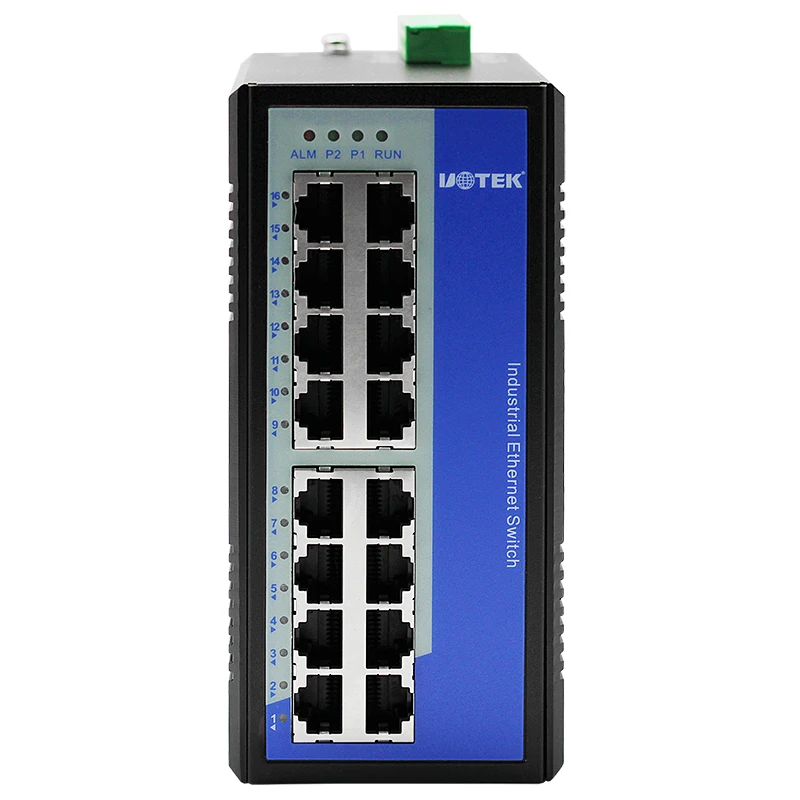 UOTEK 16 Ports 10/100/1000M RJ45 2 Layer Unmanaged Industrial Ethernet Switch DIN-Rail UT-60020G-16GT-BNF