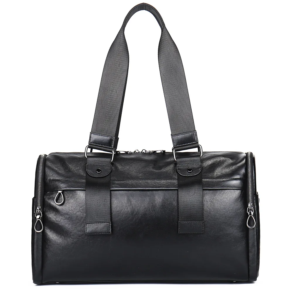 

Men's Top Layer Cowhide Travel Bag, Large Capacity Handbag, Leisure Short Trip Duffel Gym Bag