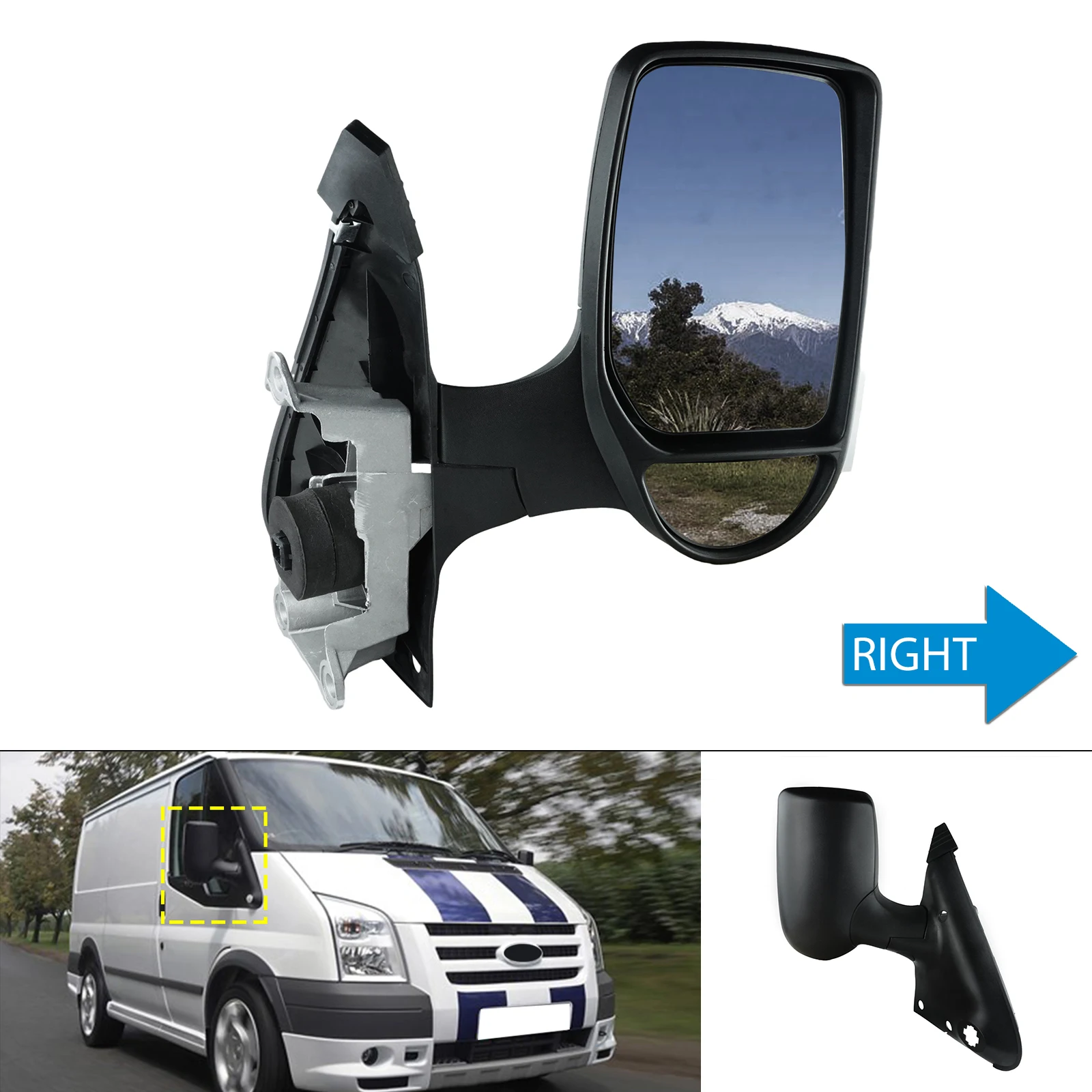 

Right O/S Door Wing Mirror Short Arm Electric For 2000-2014 Ford Transit MK6 MK7