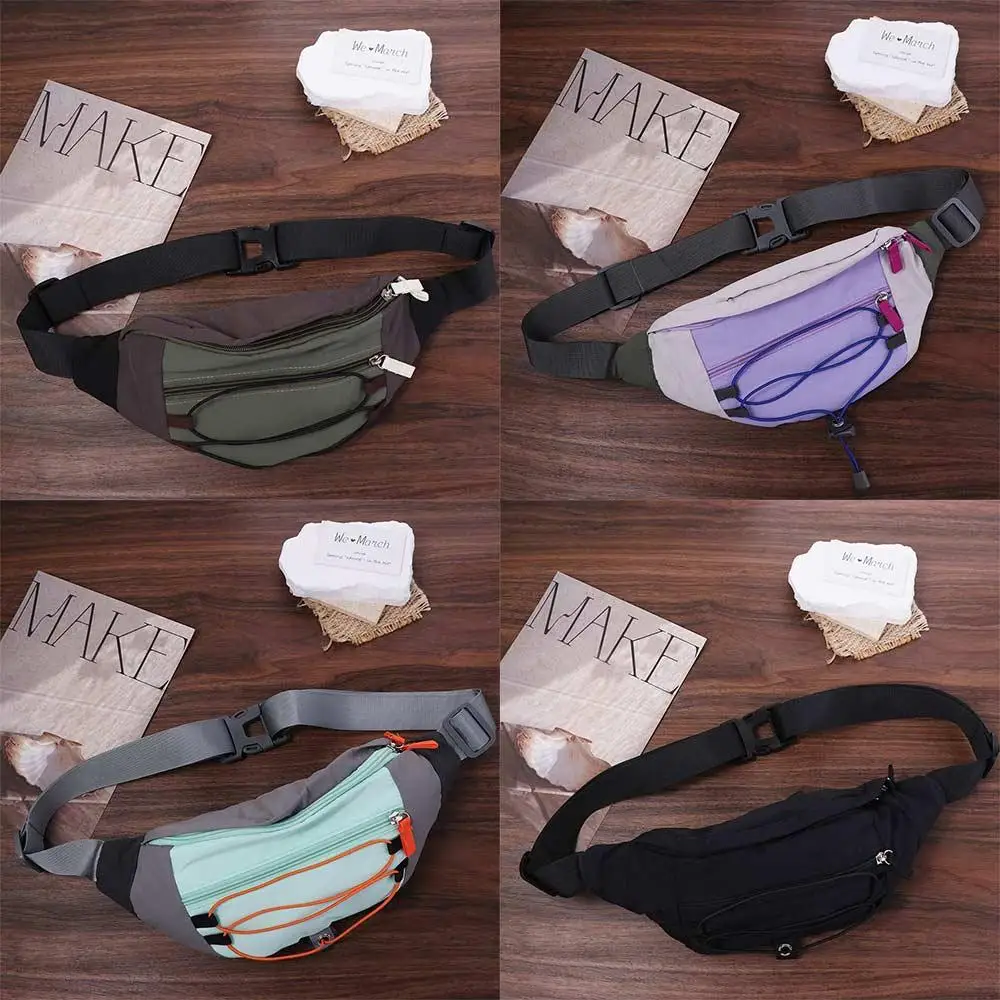 

Patchwork Contrast Color Men Chest Bag Y2k Aesthetic Outdoor Waist Bag Japanese Style Large Capacity Sports Walking Bag