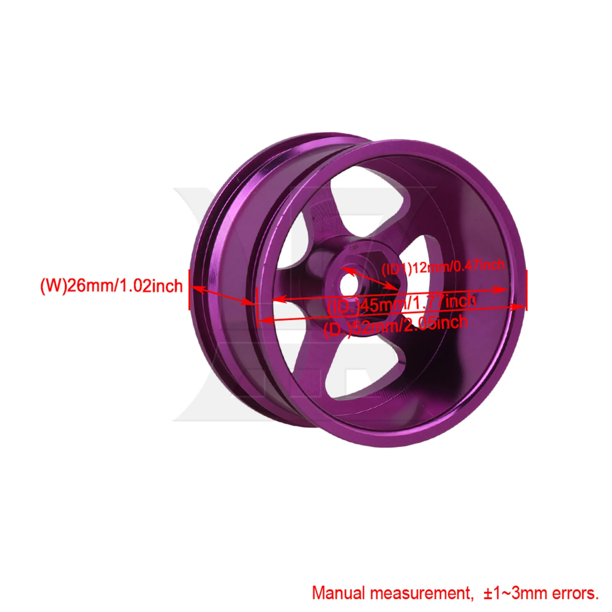 4 PCS Purple Aluminum Alloy RC 1:10 On-Road Racing Car 5-Spoke Wheel Rims