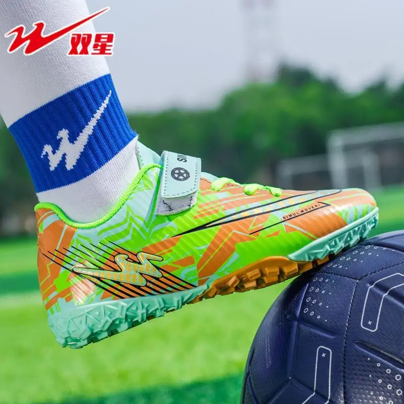 Kids TF Turf Stud Soccer Shoes, Breathable Anti-Slip Training Cleats for Primary & Secondary Students in Teen Football Matches