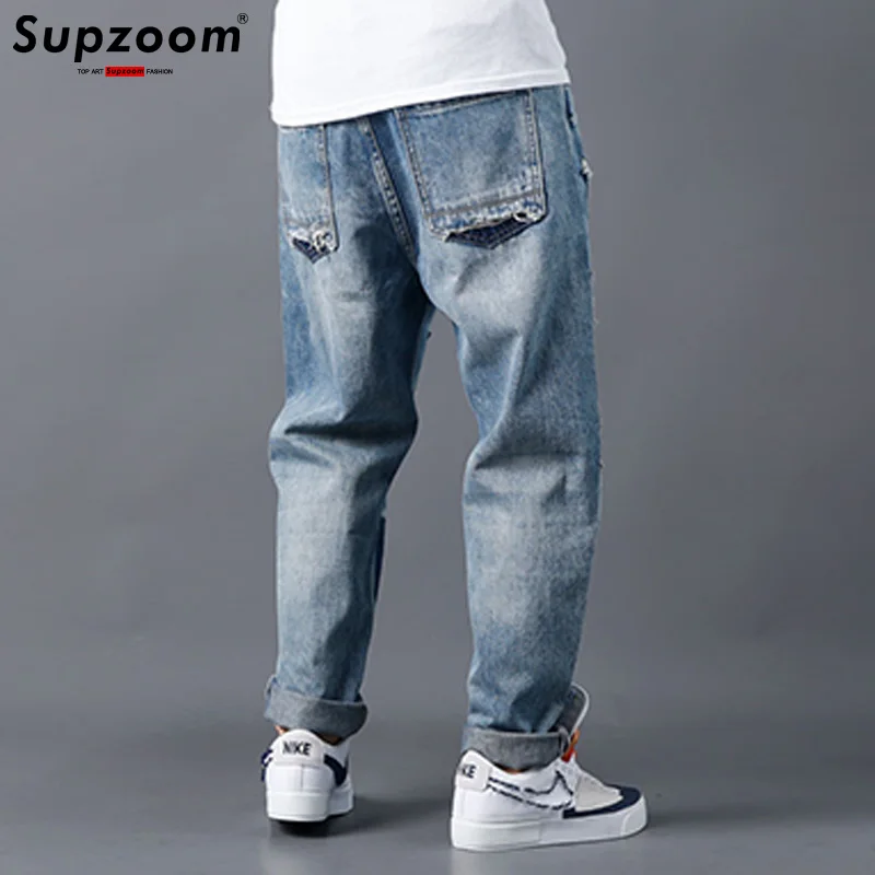 Supzoom New Arrival Hot Sale Top Fashion Autumn Zipper Fly Stonewashed Casual Cargo Denim Pockets Cotton Jeans Men