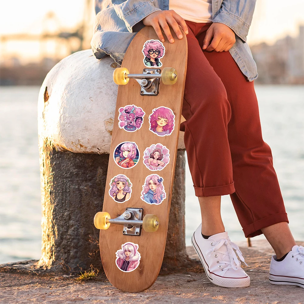 10/30/50 STUKS Roze INS Stijl Meisje Graffiti Sticker DIY Skateboard Bagage Laptop Telefoon Waterdichte Decoratieve Stickers Kids Speelgoed