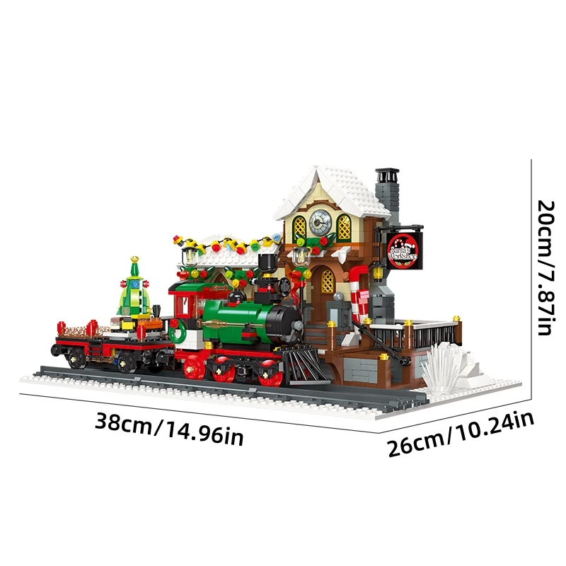 クリエイティブ冬駅ビルディングブロック軽鉄レンガモデルおもちゃ飾りクリスマスギフト子供のための 1362 個