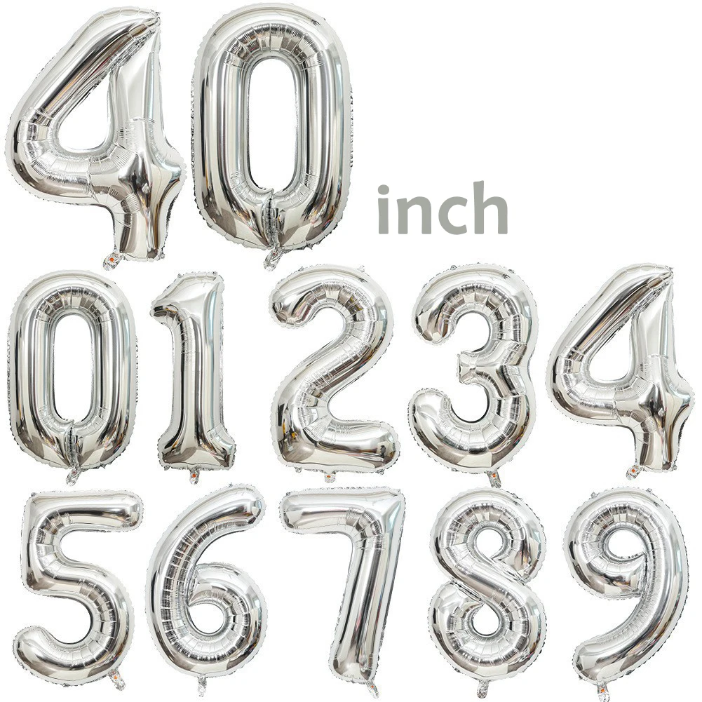 NEW 40Inch Big Foil Birthday Balloons Helium Number Balloon 0-9 Happy Birthday Wedding Party Decorations Shower Globos Decor