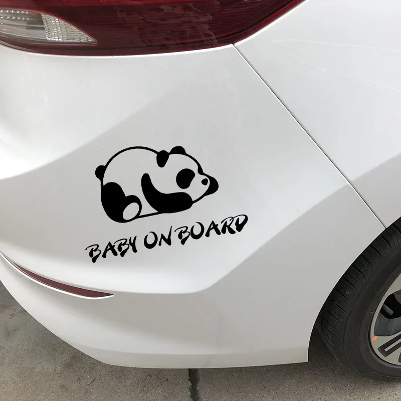 Personality Car Sticker Tired Panda Funny  BABY ON BOARD Animal Warning Waterproof and Sunscreen Vinyl Decals,17CM*11CM