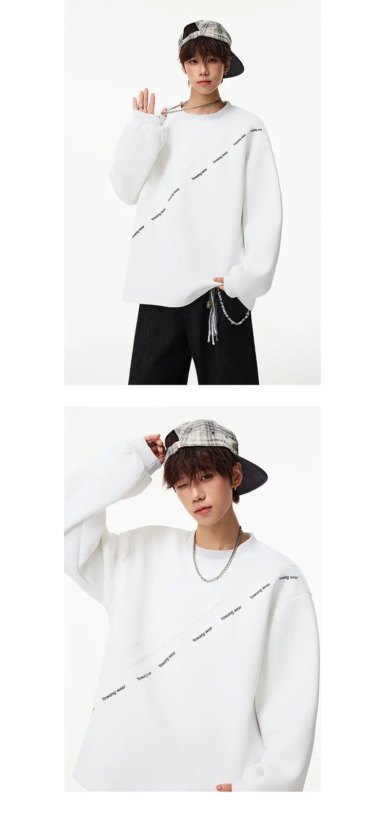 LUZHEN 2026 Autumn New Stripe Printed Loose Round Neck Casual Sweater Pullover Men's Fashion Korean Long Sleeve T-shirts JY8319