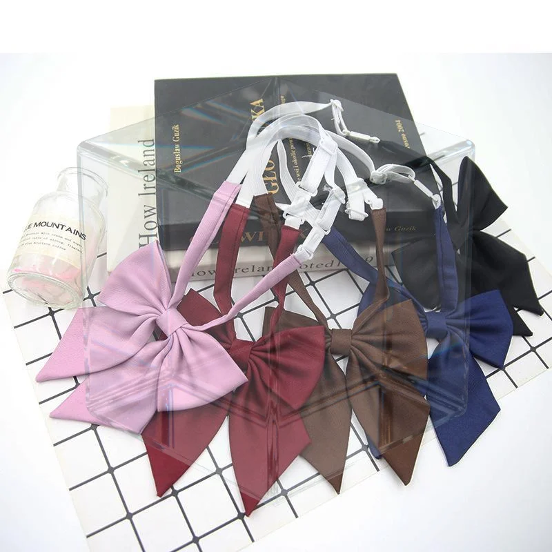 Fashion JK Bowties Solid Pink Blue Black 13cm Width Soft Cotton Butterfly Uniform DK Tie Women Daily Wear Shirt Cravat