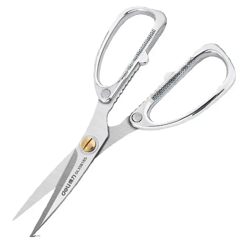 Deli Multifunction Scissor Industrial Stainles Steel Professional Kitchen Scissors Sewing Tailor Scissor Food Cloth Cutting Tool
