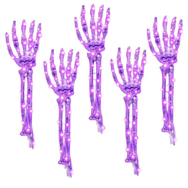 

RMWIN-5-Pack Glowing Skeleton Arm Stakes Halloween Garden Ground Glowing Ghost Hand LED Waterproof Skeleton Hand US Plug