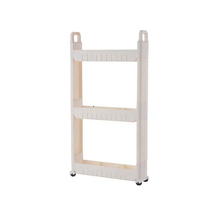 Kitchen Storage Rack Fridge Side Shelf 3/4 Layer Removable Rolling Cart With Handle Wheels Bathroom Organizer Shelf Gap Holder