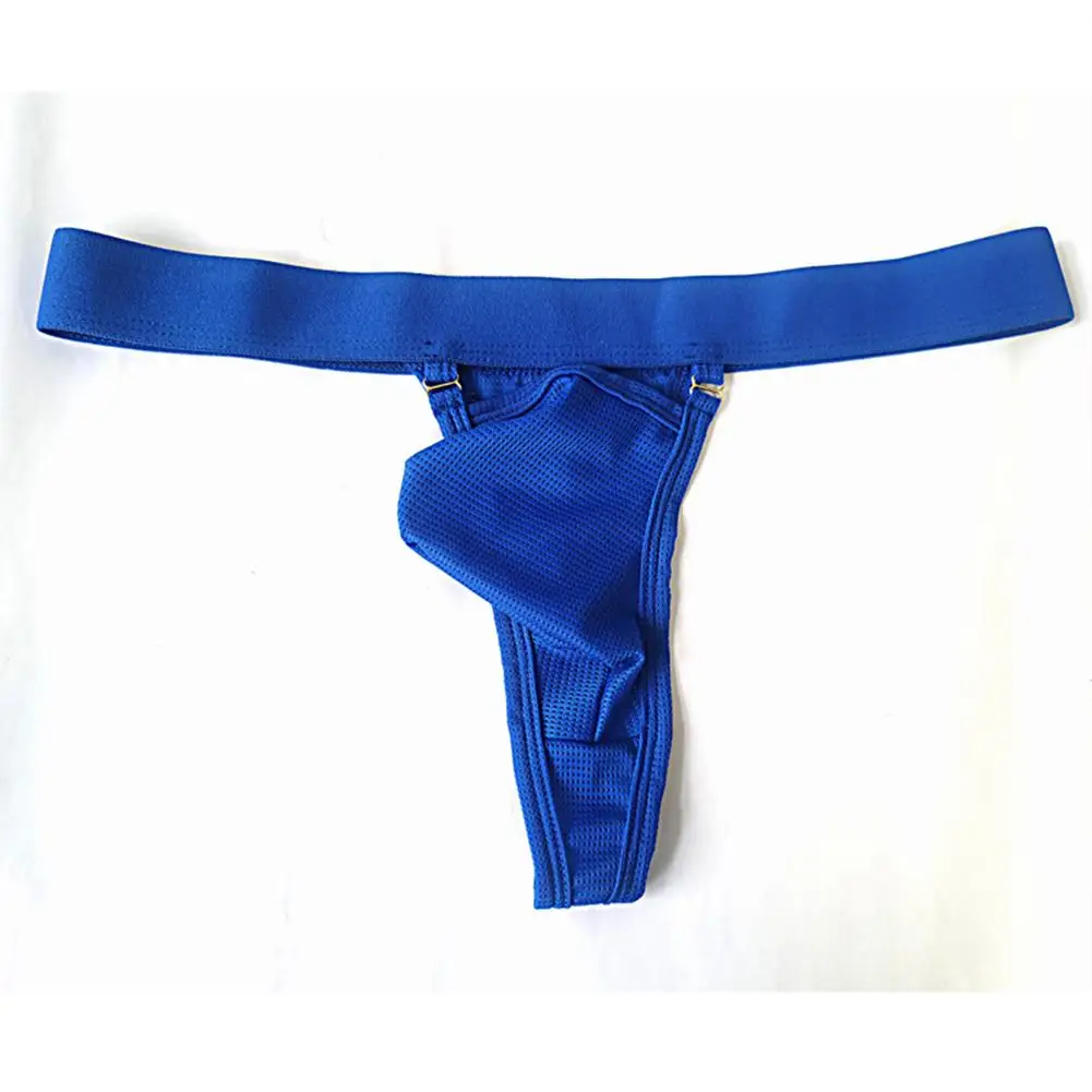 1pc Sexy Thongs Men Mesh Soft U-shape Pouch Solid Color Underwear Breathable Underpants Panties Hot Gay Sissy Thongs G-String