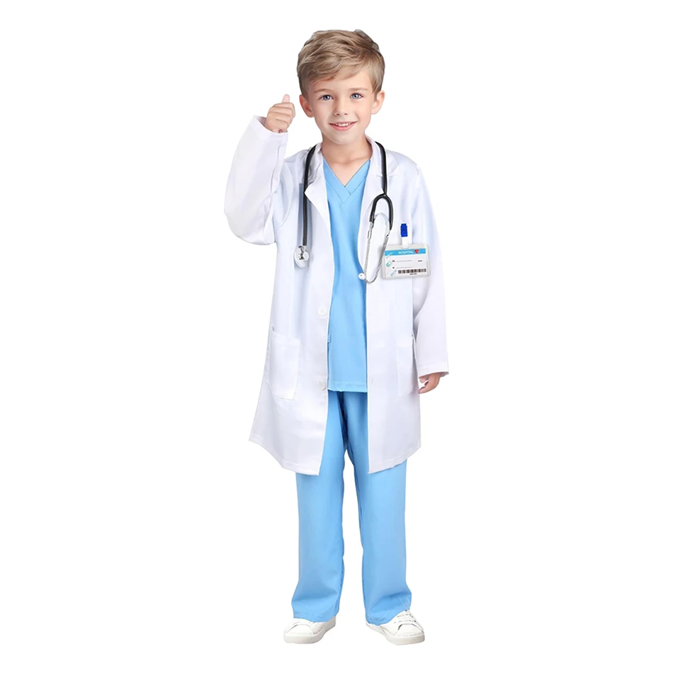 Children White Doctor and Nurse Costumes Set Lab Coats Boys and Girls  Dance Performances and Educational Activities Set