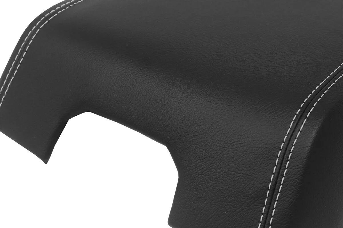 Console Lid Armrest Cover Leather for Ford F150 Raptor 2015-2020 White Stitch Center Console Armrest Leather Synthetic Cover
