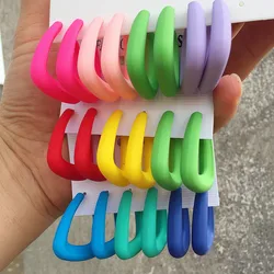 New Acrylic Geometric Hoop Earrings Set for Women Korean 3 pair/set Multicolour Triangle U-Shape Drop Earring Statement Jewelry