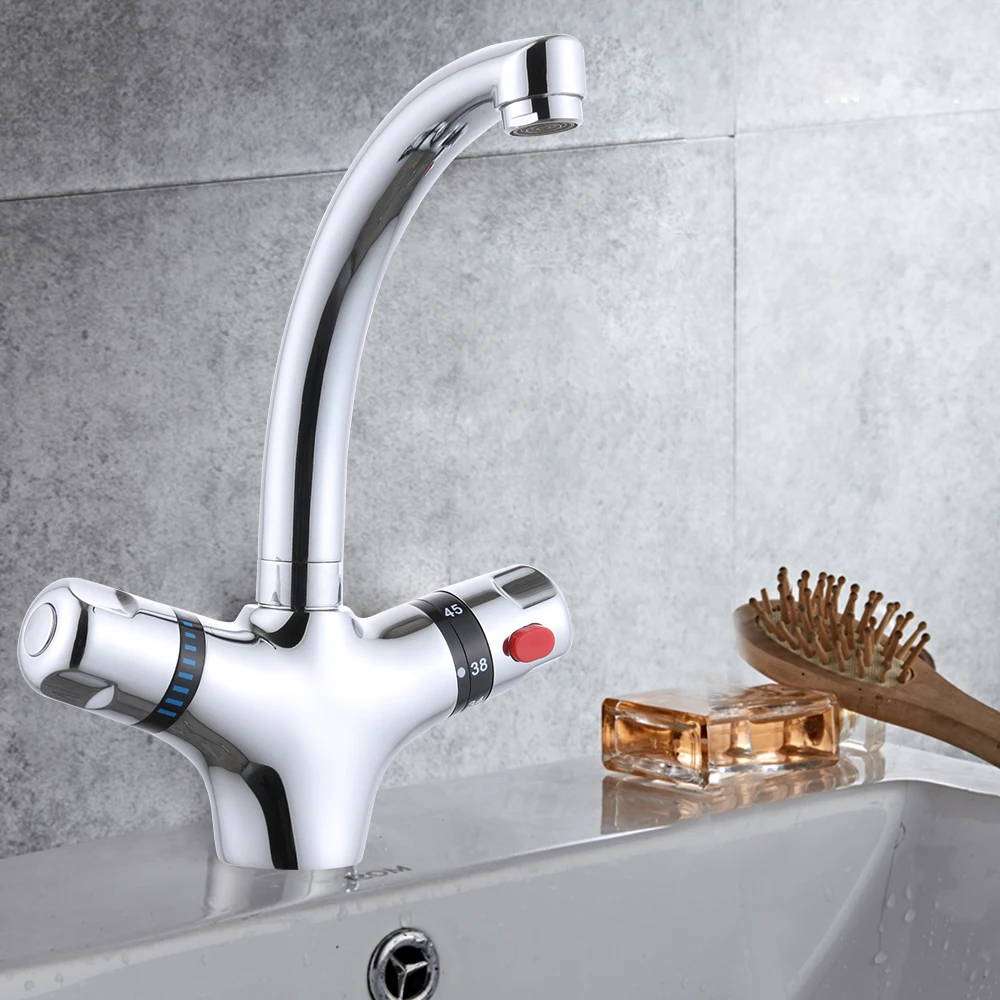 Thermostat Mix Faucet Simple Basin Faucet for Kitchen, Bathroom, Laundry Room