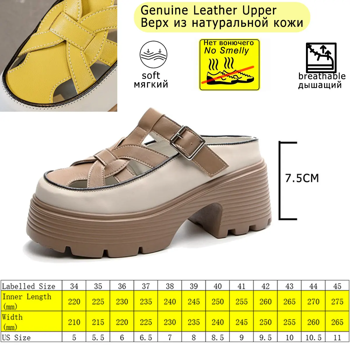 Fujin 7.5cm Genuine Leather Fashion Height Increasing Ladies Platform Wedge Fashion Slippers Women Slip on Casual Females Shoes