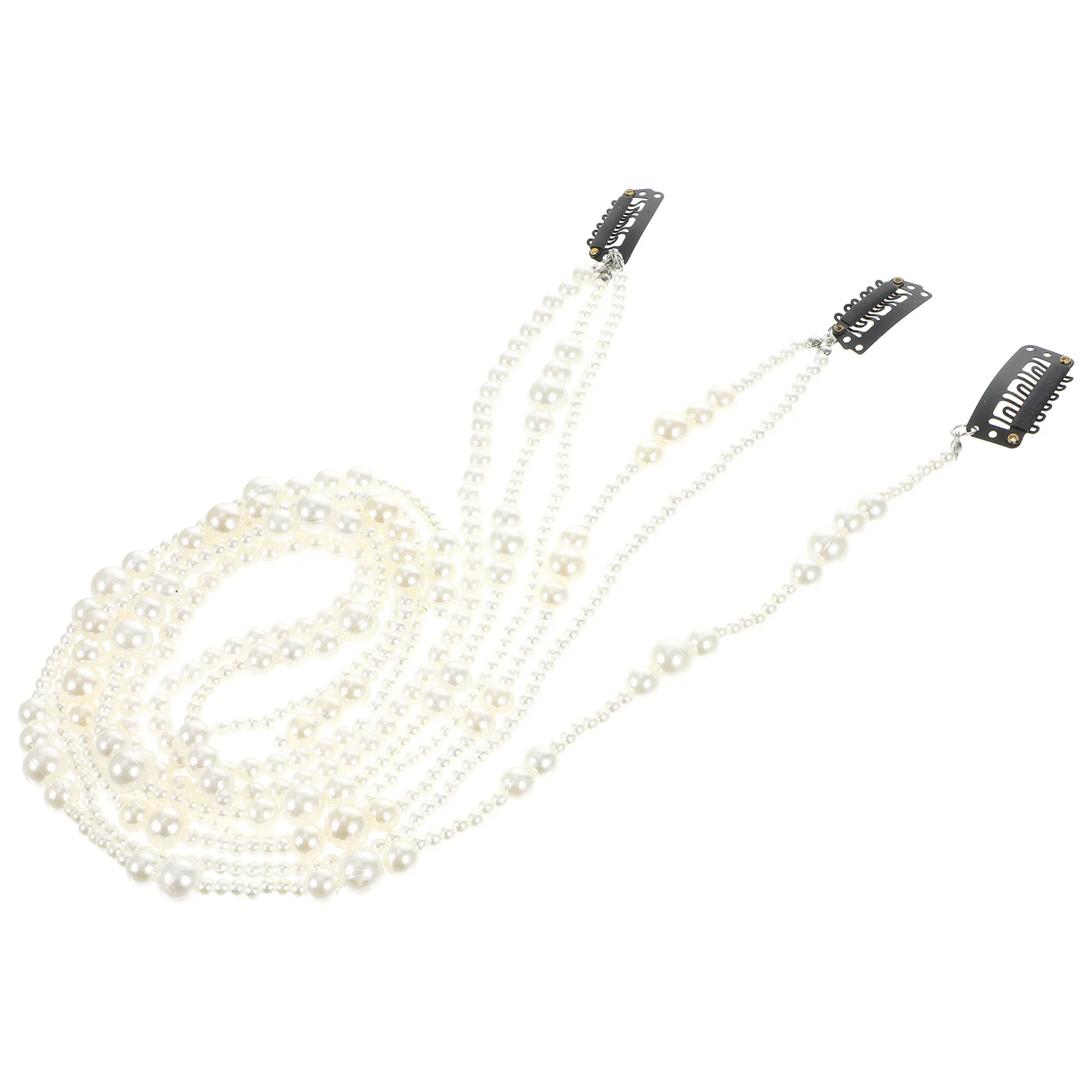 

3pcs Pearl Chains Braids Accessories Wedding Pearls Clips Tassel Jewelry Women Hair String Braid Tools Hair Extensions