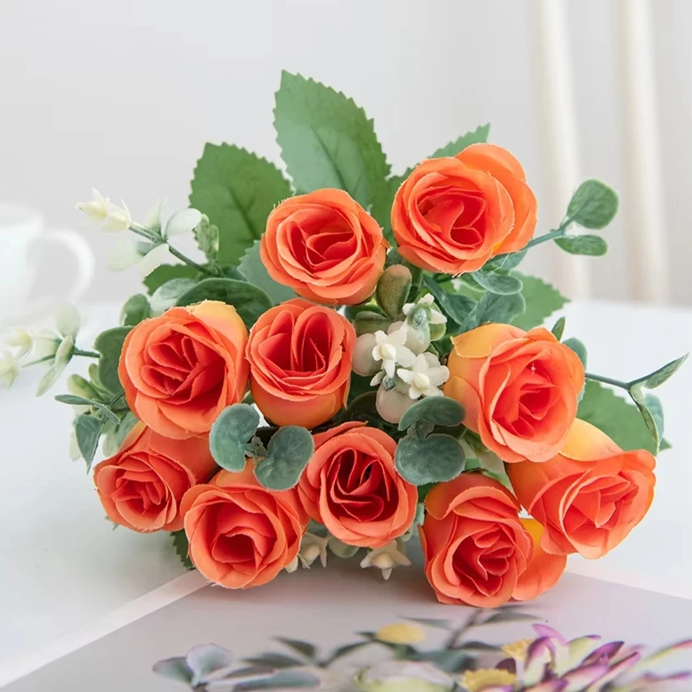 

1pc Artifial Flower Silk Ten Head Wedding Wreath Outdoor Garden Yard Garden Home Decor Festival Diy Bridal Bouquet Accessories
