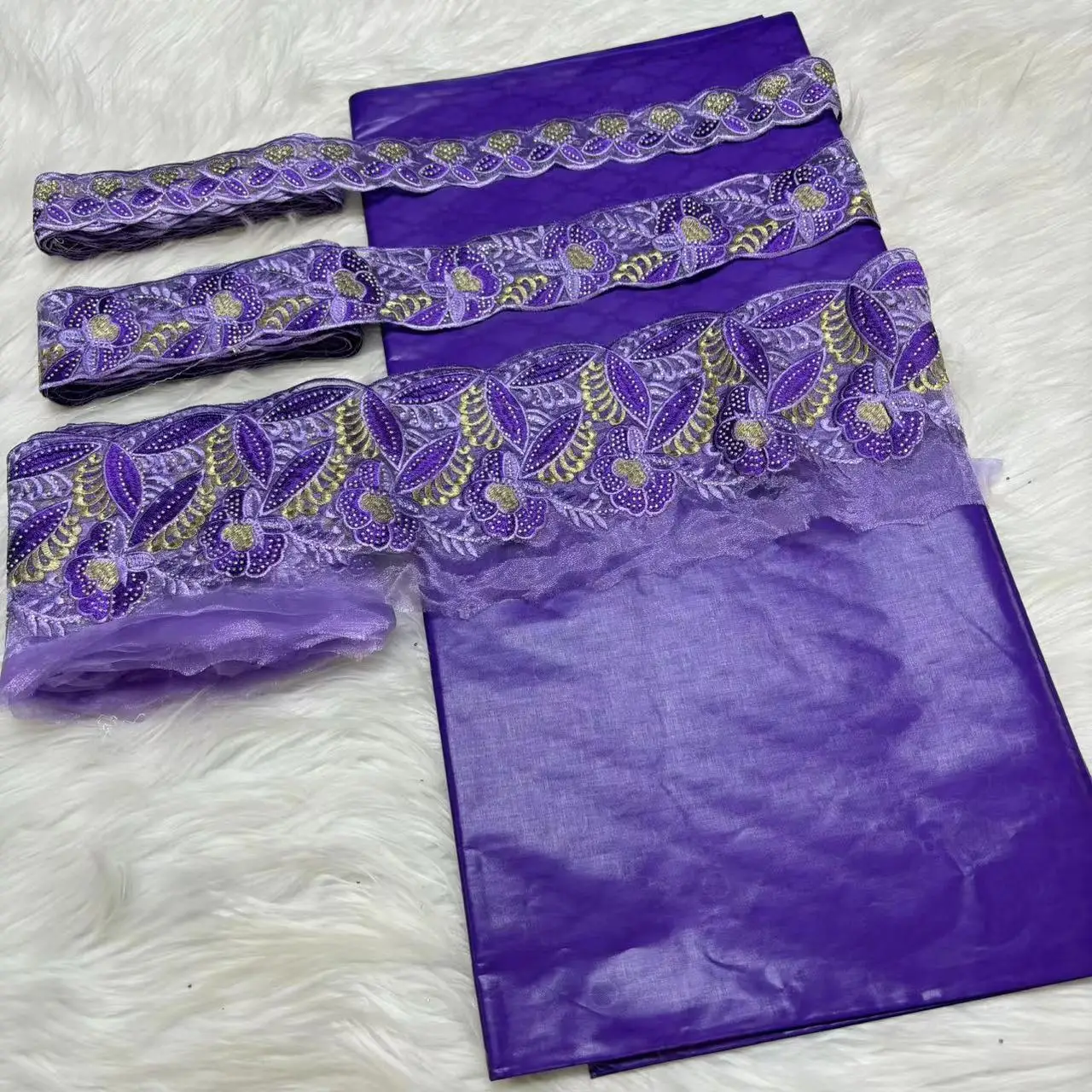 Fashion High Quality 5yards Bazin Rich Perfume Fabric with 15yards Embroiered Trims Lace for Women Party Dress M5-1223-3