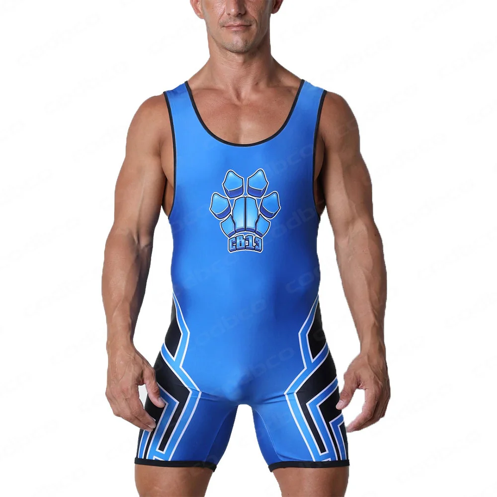 2024 Men\'s Wrestling Singlet Bodysuit One Piece Sleeveless Leotard Outfit GYM Breathable Sports Triathlon Powerlifting Skinsuit