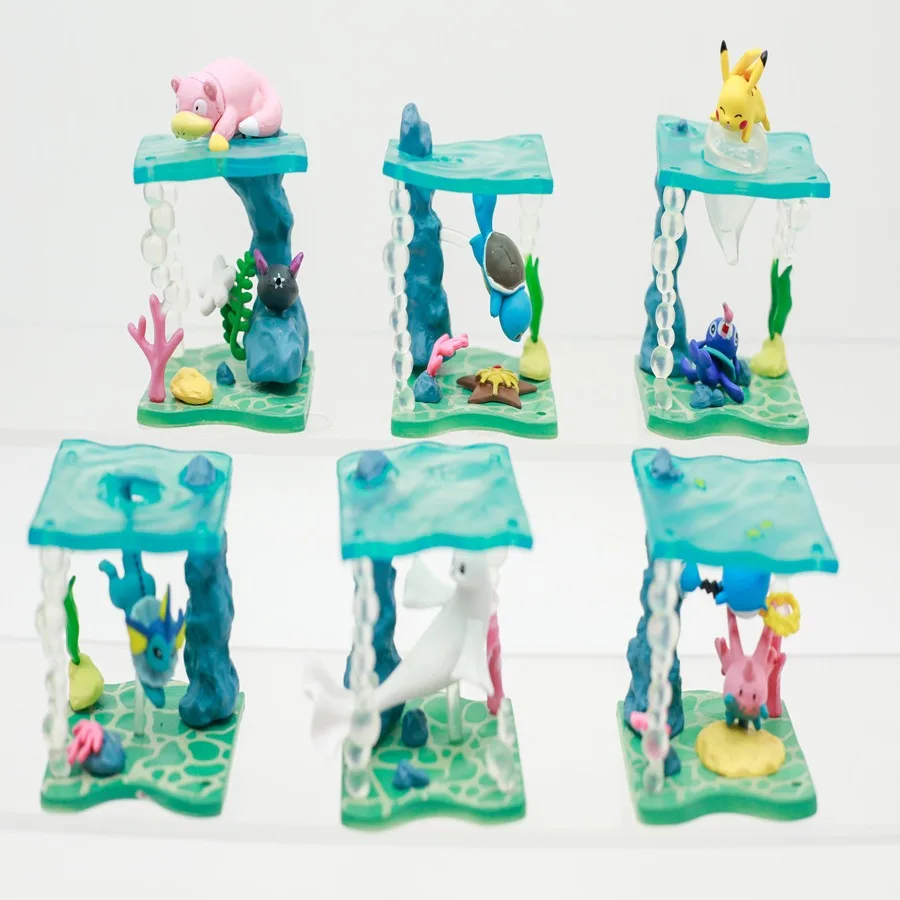 Nuevo Original Rement Pokemon mundo submarino Kawaii Pikachu Squirtle Dewgong caja ciega lenta decoración de escritorio juguetes de regalo de cumpleaños