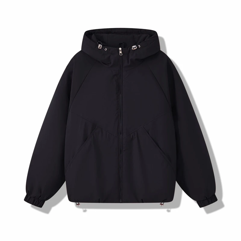 

2025 Autumn Winter New Hooded Parka Coats Sport Casual Women's Down Cotton Thick Solid Drawstring Korean Down Cotton Jacket Tops