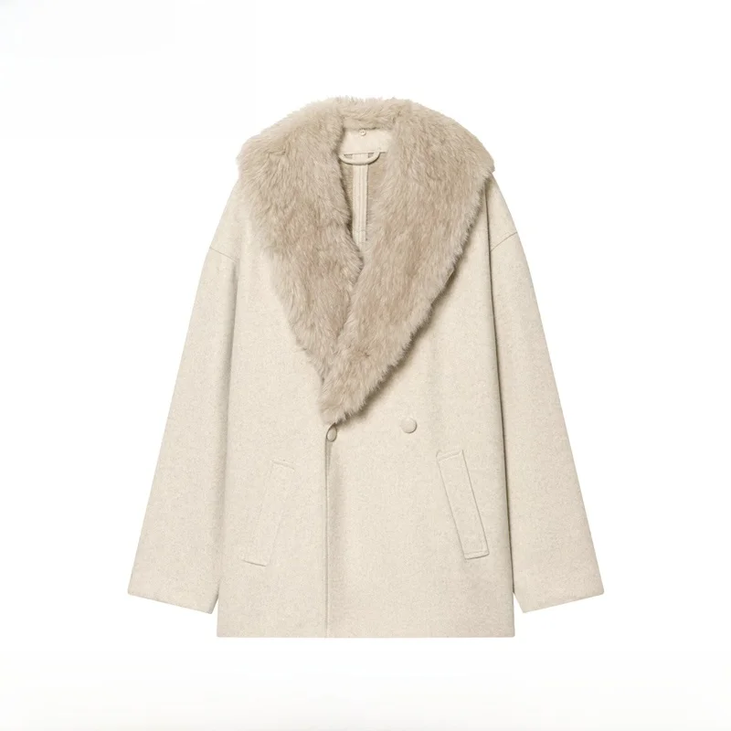 

Новое женское модное пальто EVEA из мягкой ткани с воротником из искусственного меха, европейский стиль, зимнее, с длинными рукавами, стандартной длины, двустороннее