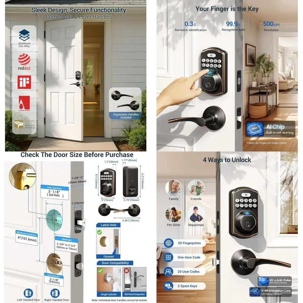 

Дверной замок с двумя рычагами и бесключевым доступом, цифровой кодовый замок-защелка, умный код, автоматическая блокировка, простая установка, цвет: бронза с эффектом потертости