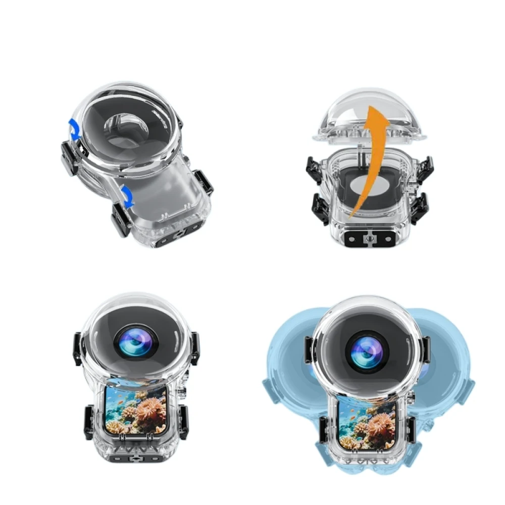 Fully Invisible Diving Shell For Insta360 X6 Camera, Underwater Shooting Waterproof Housing with 2-Claw Expansion Interface