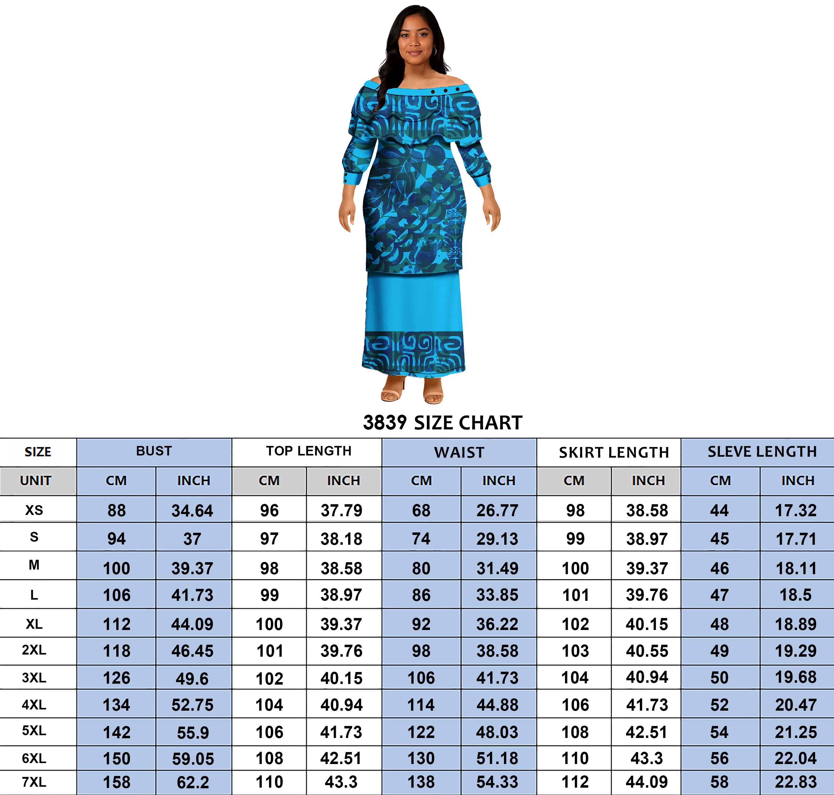 Samoan Puletasi Dress Tradition Polynesian พิมพ์รูปแบบที่กําหนดเอง Ruffles ชุด Puletasi Top และกระโปรงสําหรับสตรี