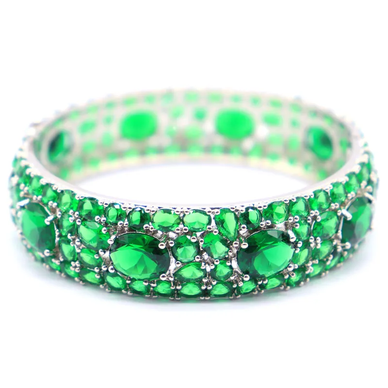 43g Customized 925 SOLID STERLING SILVER BRACELET Green Amethyst Green Emerald Green Peridot Tsavorite Garnet 7.5inch